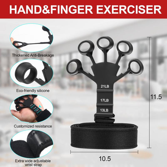 Grip Strength Trainer Kit (5 Pack), Including Finger Exerciser, Hand Grip Strengthener, Hand Extension, Stress Relief Ball, and Forearm Workout Ring