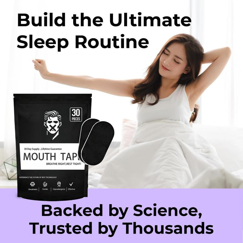 Mouth Tape - One Month Supply Mouth Tape, Sport Accessories, 30 Strips, Strips Tape for Sleep-Pain Free Removal, Gentle on Skin - Adhesive Cotton Tape